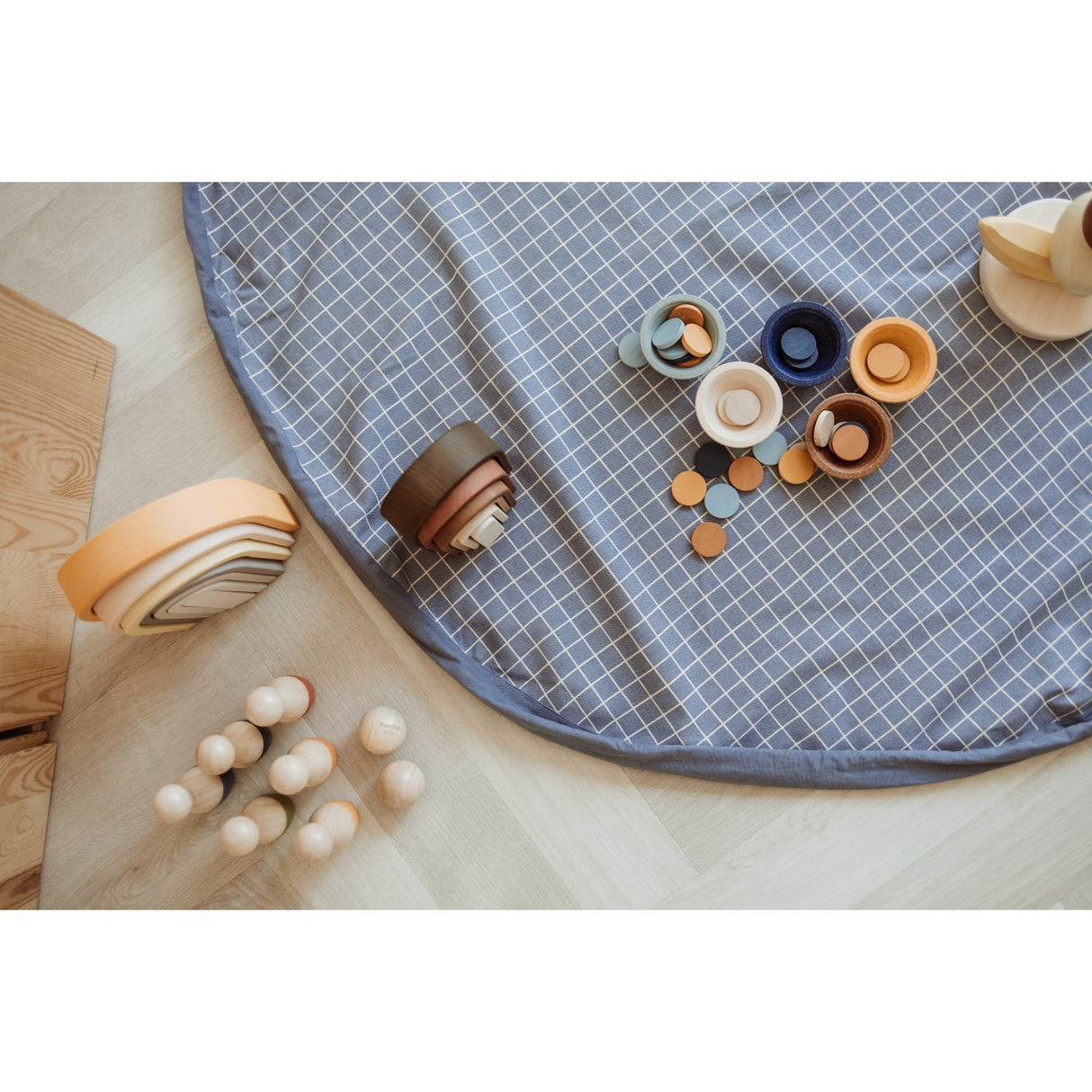 Play&Go Organic Grid Blue 2-in-1 Playmat 7