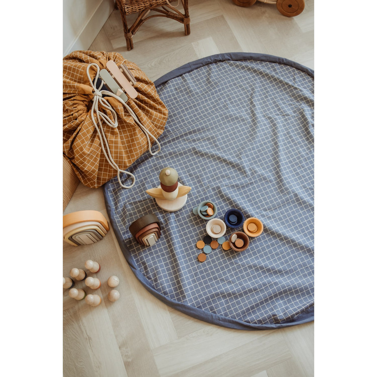 Play&Go Organic Grid Blue 2-in-1 Playmat 9