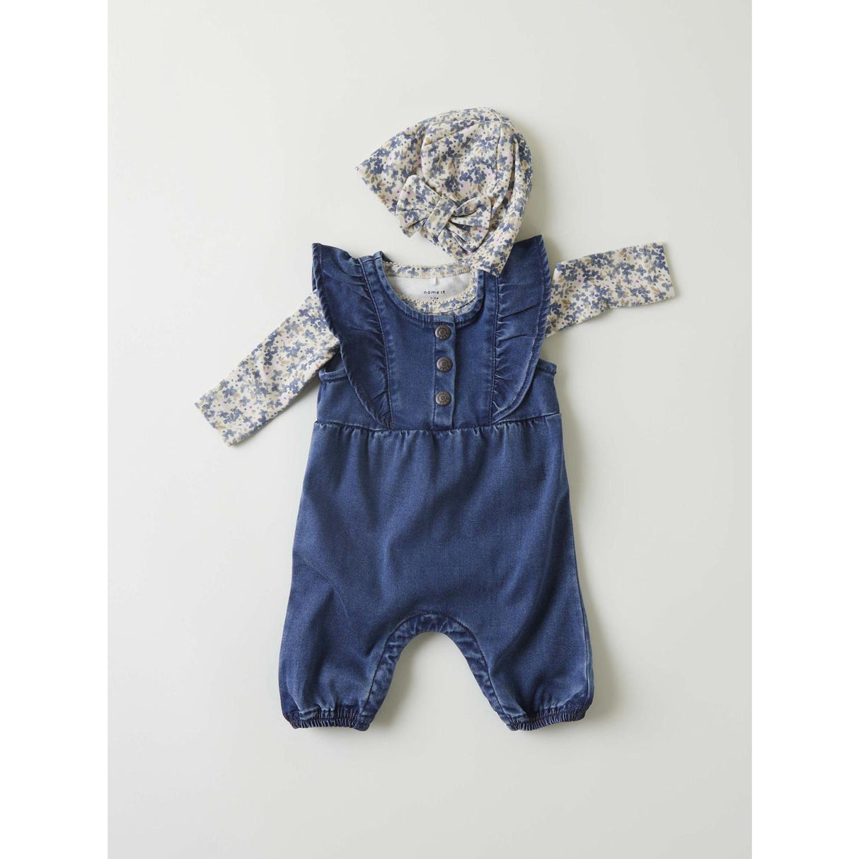 Name It Dark Blue Denim Asta Denim Frill Romper 2