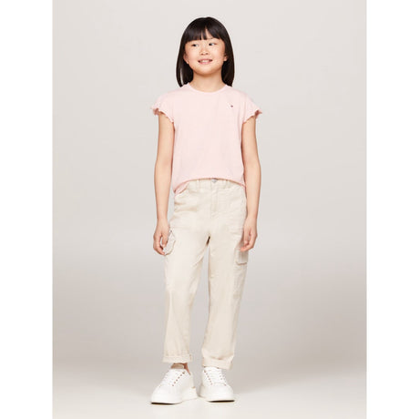 Tommy Hilfiger Soft Rose Essential Ruffle Sleeve Tee Ss