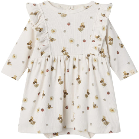 Lil'Atelier Coconut Milk Lavo Ena Bodysuit Ls Dress