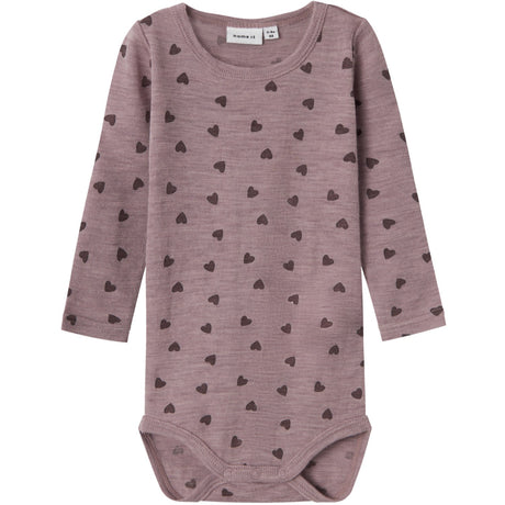 Name It Purple Dove Wang Wool Rib Bodysuit Ls AOP