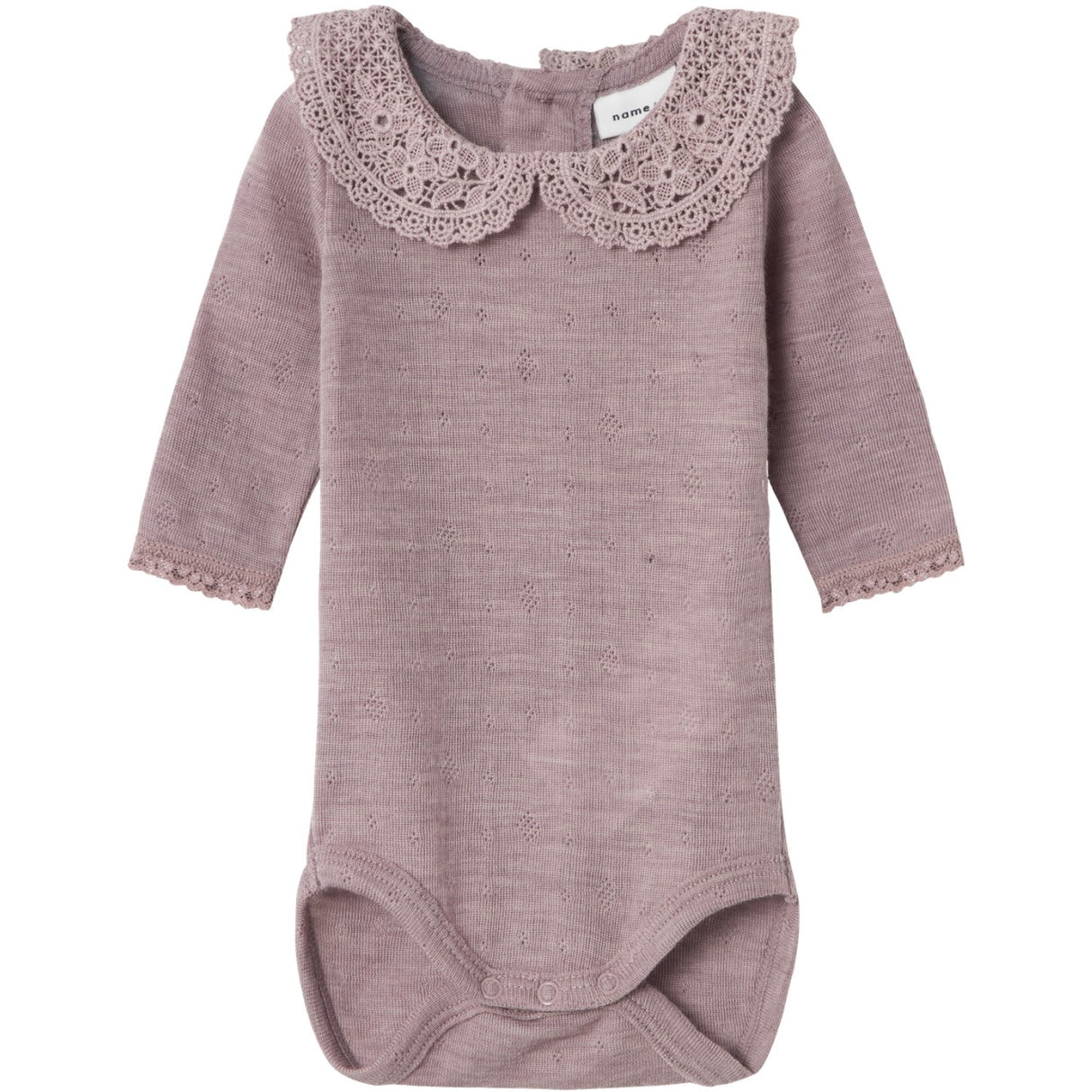 Name It Purple Dove Wang Wool Needle Bodysuit Ls With Collar