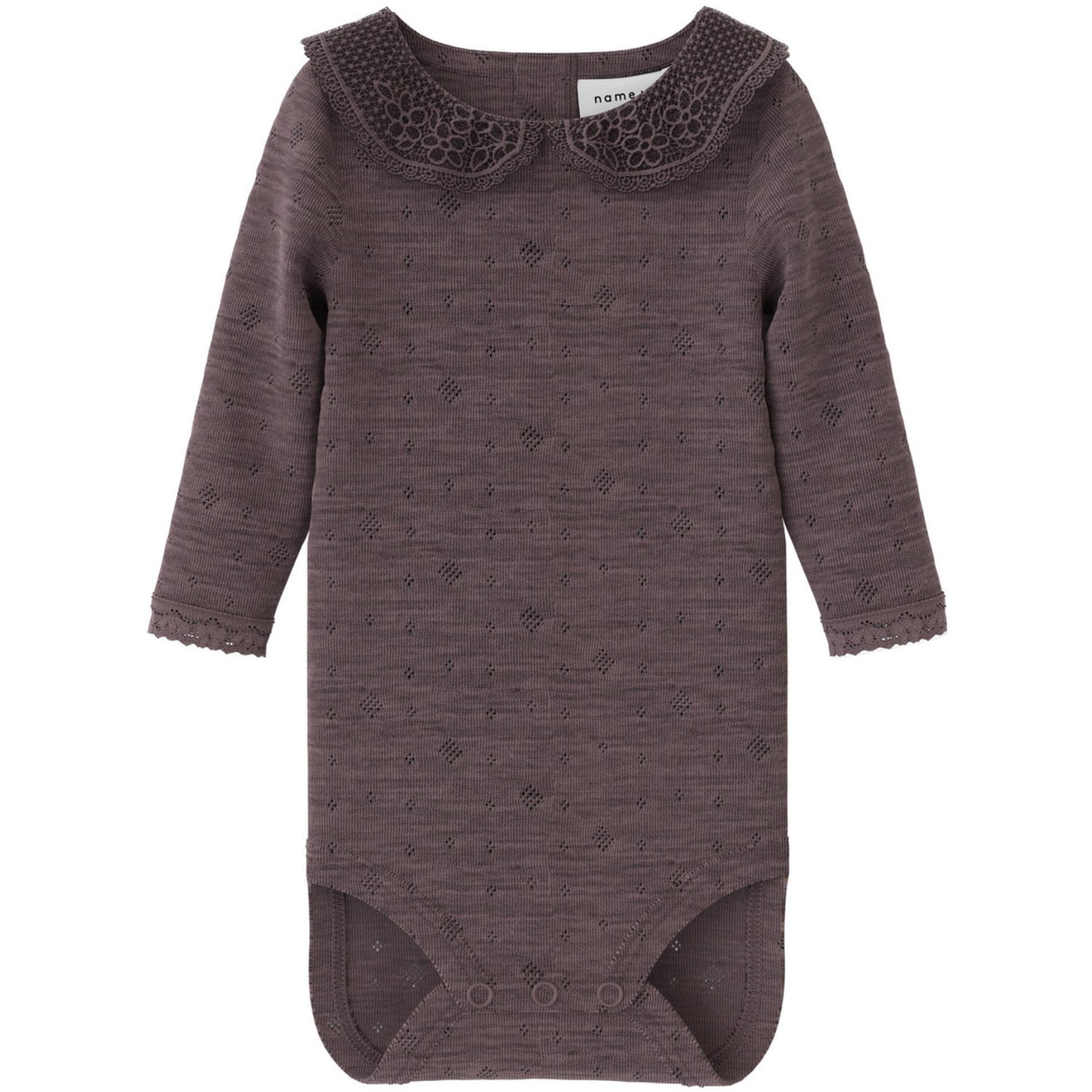 Name It Sparrow Wang Wool Needle Bodysuit Ls With Collar