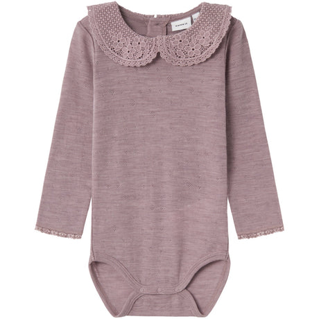 Name It Purple Dove Wang Wool Needle Bodysuit Ls With Collar