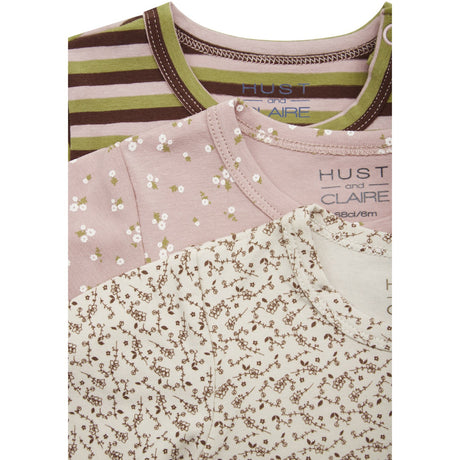 Hust & Claire Dusty Rose Baby Blue Bodysuit 3-Pack