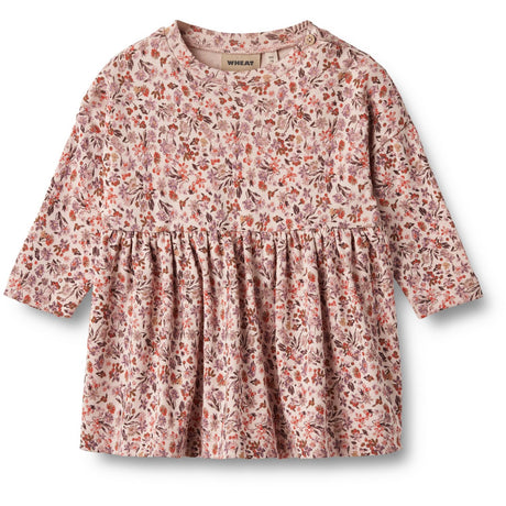 Wheat Pale Rose Flowers Jersey Dress Emmy