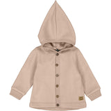 Mikk-Line Warm Taupe Cotton Fleece Cardigan m. Hood