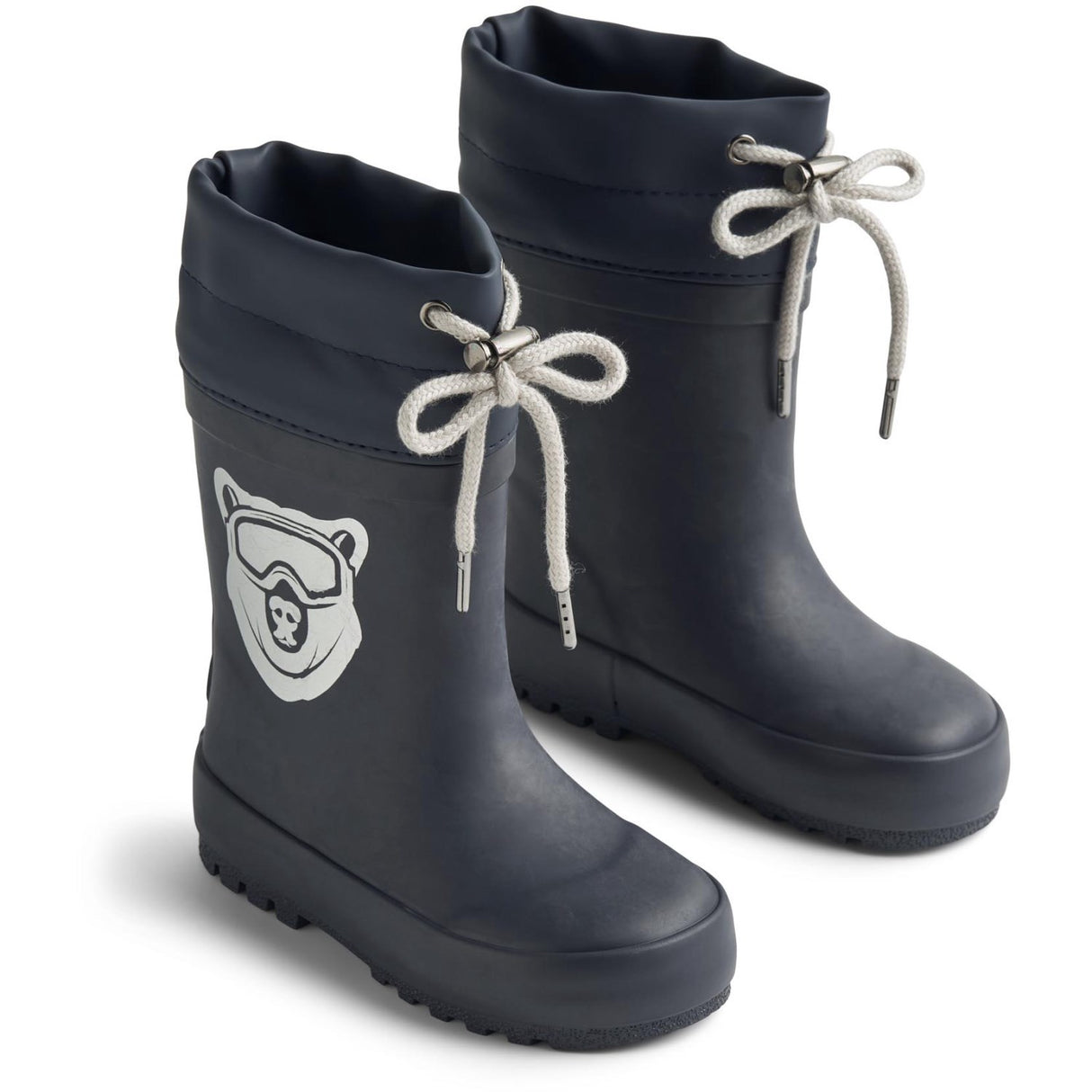 Wheat Navy Bear Rubber Boot Thermo Solid