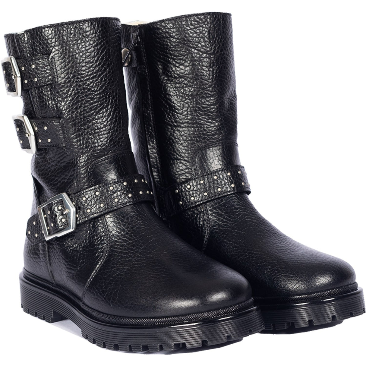 Angulus Black Tex boot with rivets, buckles and zipper