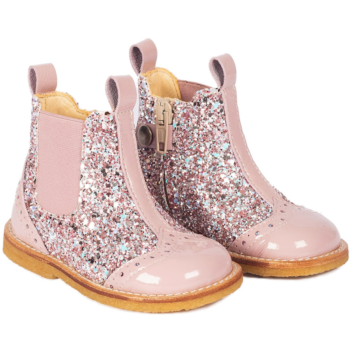 Angulus Mauve/Mauve Glitter Classic Chelsea Boot with Sparkling Glitter