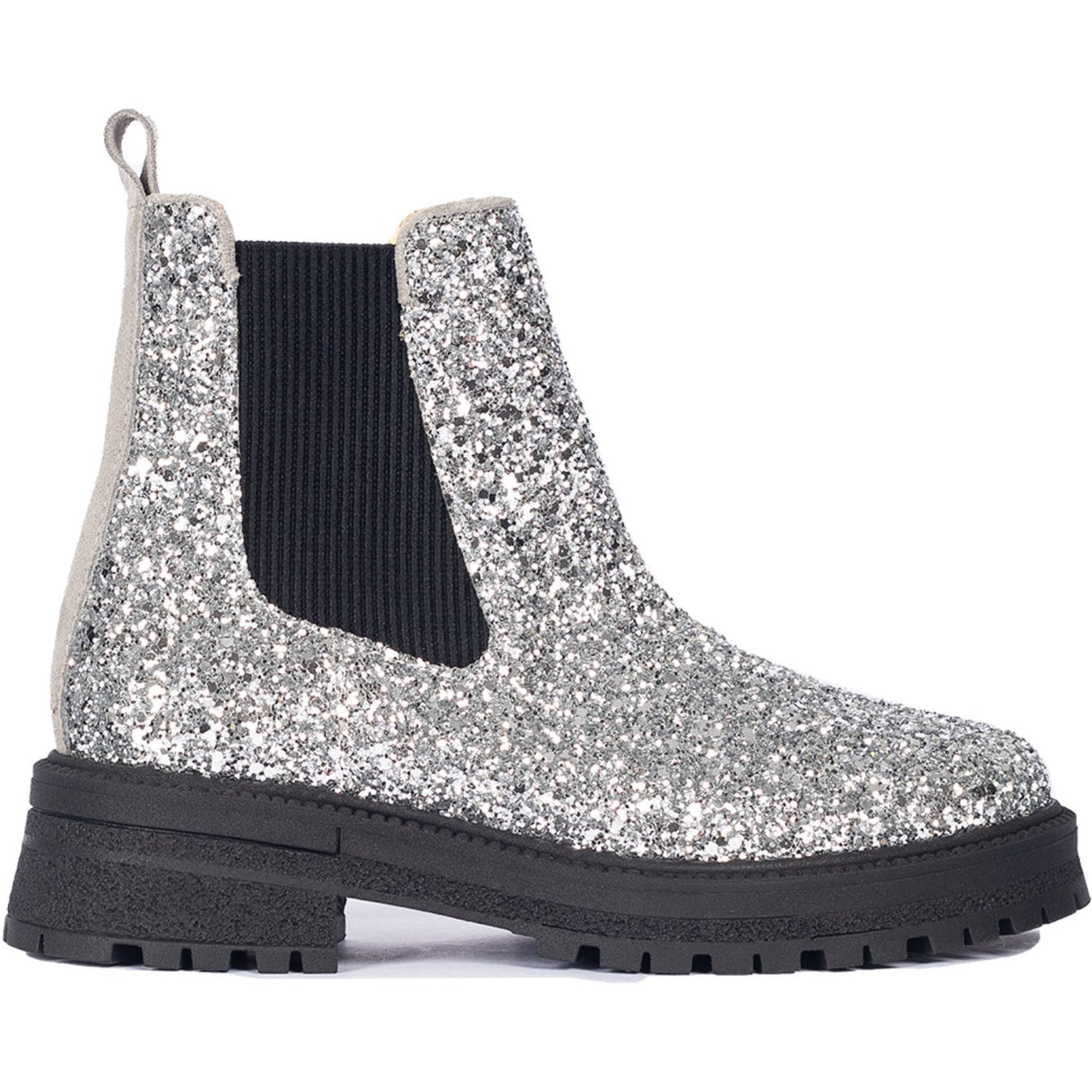 Angulus Silver Glitter/Gray/Black Glitter Chelsea Boot På Trackål 2