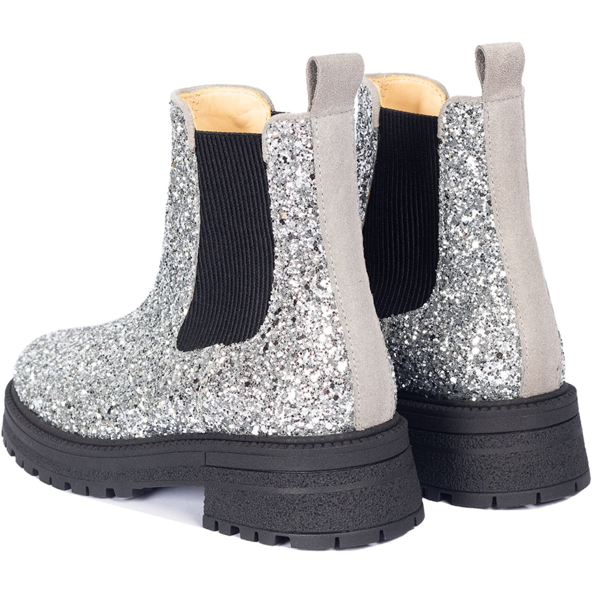 Angulus Silver Glitter/Gray/Black Glitter Chelsea Boot På Trackål 3