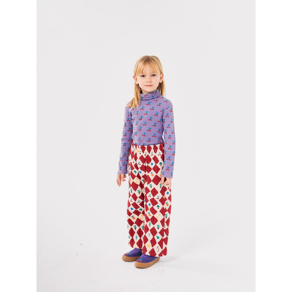 Bobo Choses Lavender Cherry All Over Turtle Neck LS T-Shirt