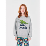 Bobo Choses Light Heather Grey Talking Crocodile Crewneck 6