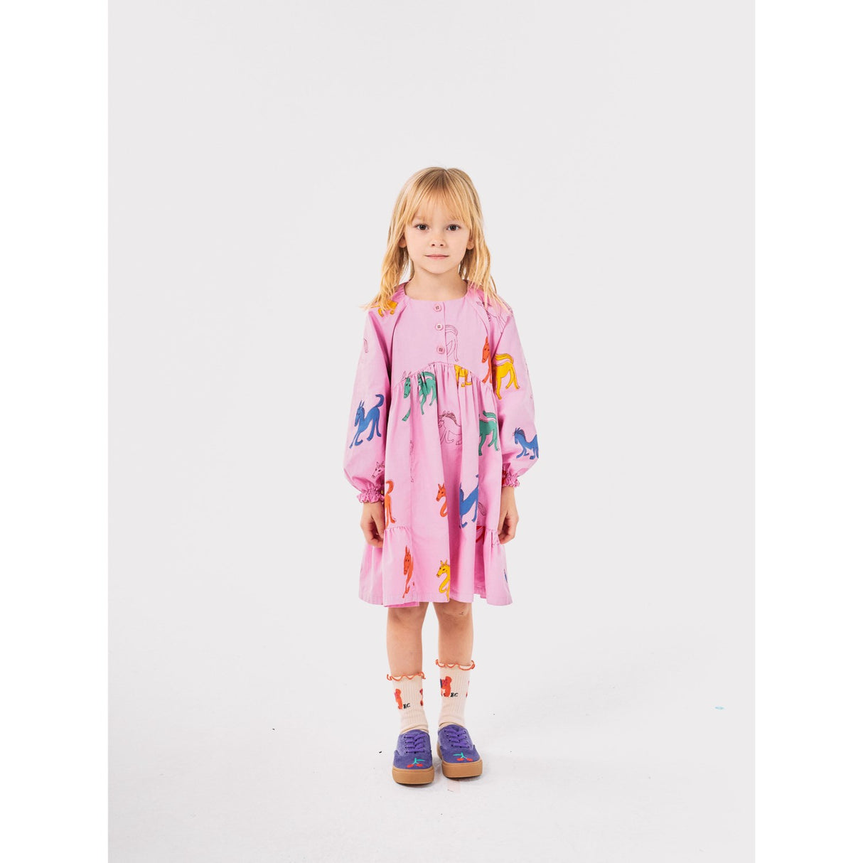 Bobo Choses Pink Wonder Horse All Over Woven Dress 3