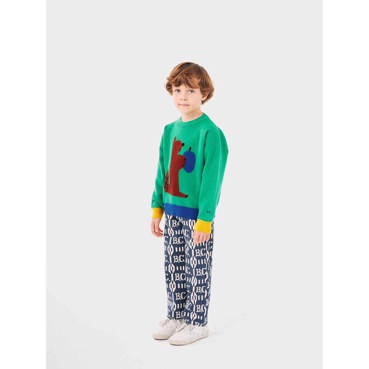 Bobo Choses Green Hungry Squirrel Jacquard Jumper 7