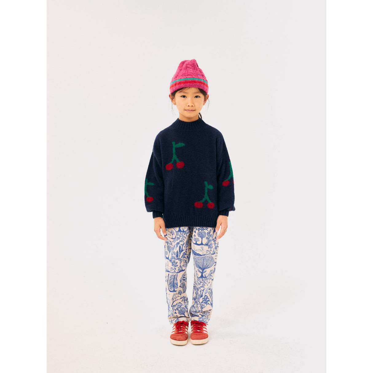 Bobo Choses Navy Blue Bobo Cherry All Over Turtle Neck Jumper 5