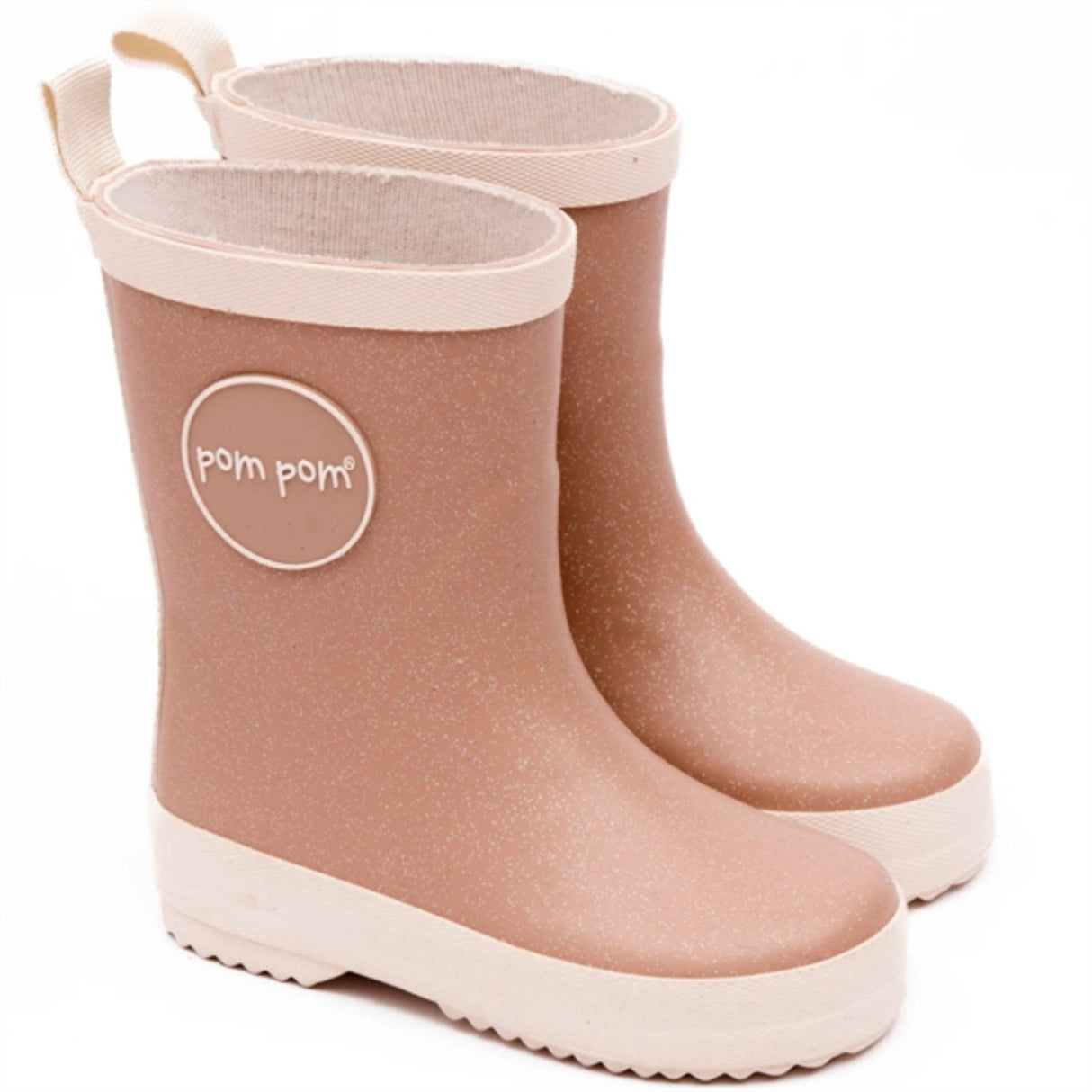 Pom Pom Rubber Boots Rose Glitter 2