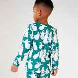 Småfolk Petroleum Green Long Sleeve Blouse With Ghosts