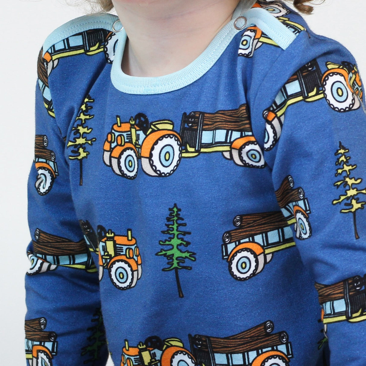 Småfolk Federal Blue Long Sleeve Jumpsuit with Tractor