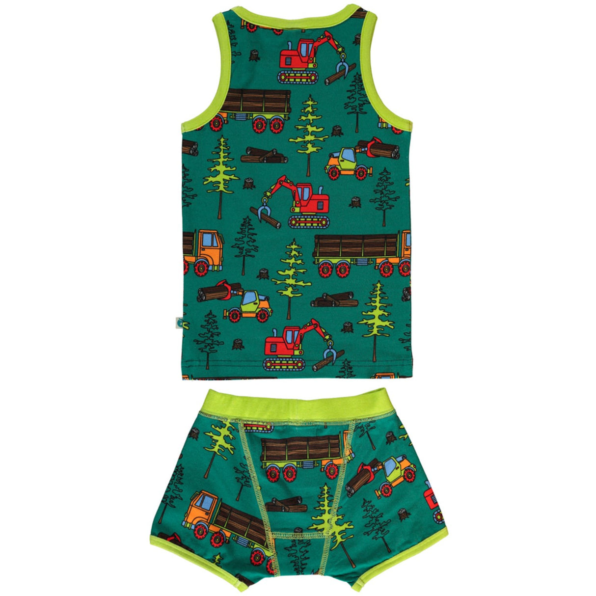 Småfolk Petroleum Green Underwear Set With Machines