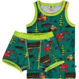 Småfolk Petroleum Green Underwear Set With Machines