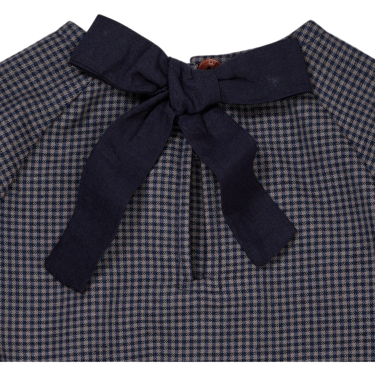 Copenhagen Colors Navy Check Combi Check Dress W. Bow