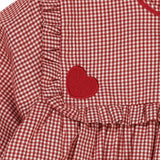 Copenhagen Colors Red Check Combi Check Dress W. Heart Emb