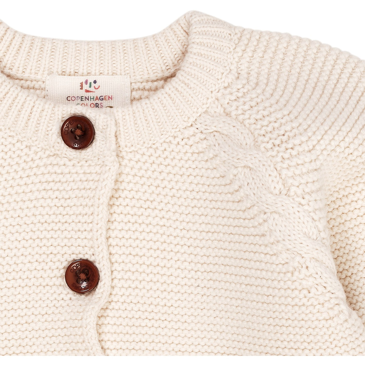 Copenhagen Colors Cream Classic Baby Cotton Cable Cardigan