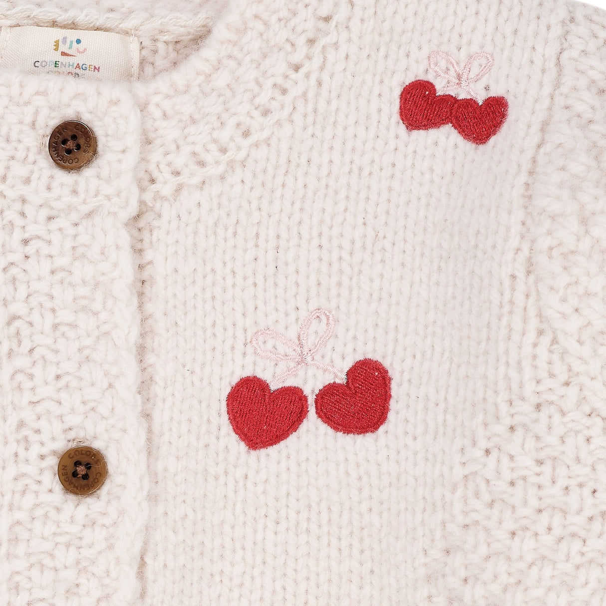 Copenhagen Colors Cream Lambwool Cardigan W. Bow Emb