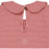 Copenhagen Colors Red/Cream Stripe Striped Blouse W. Collar