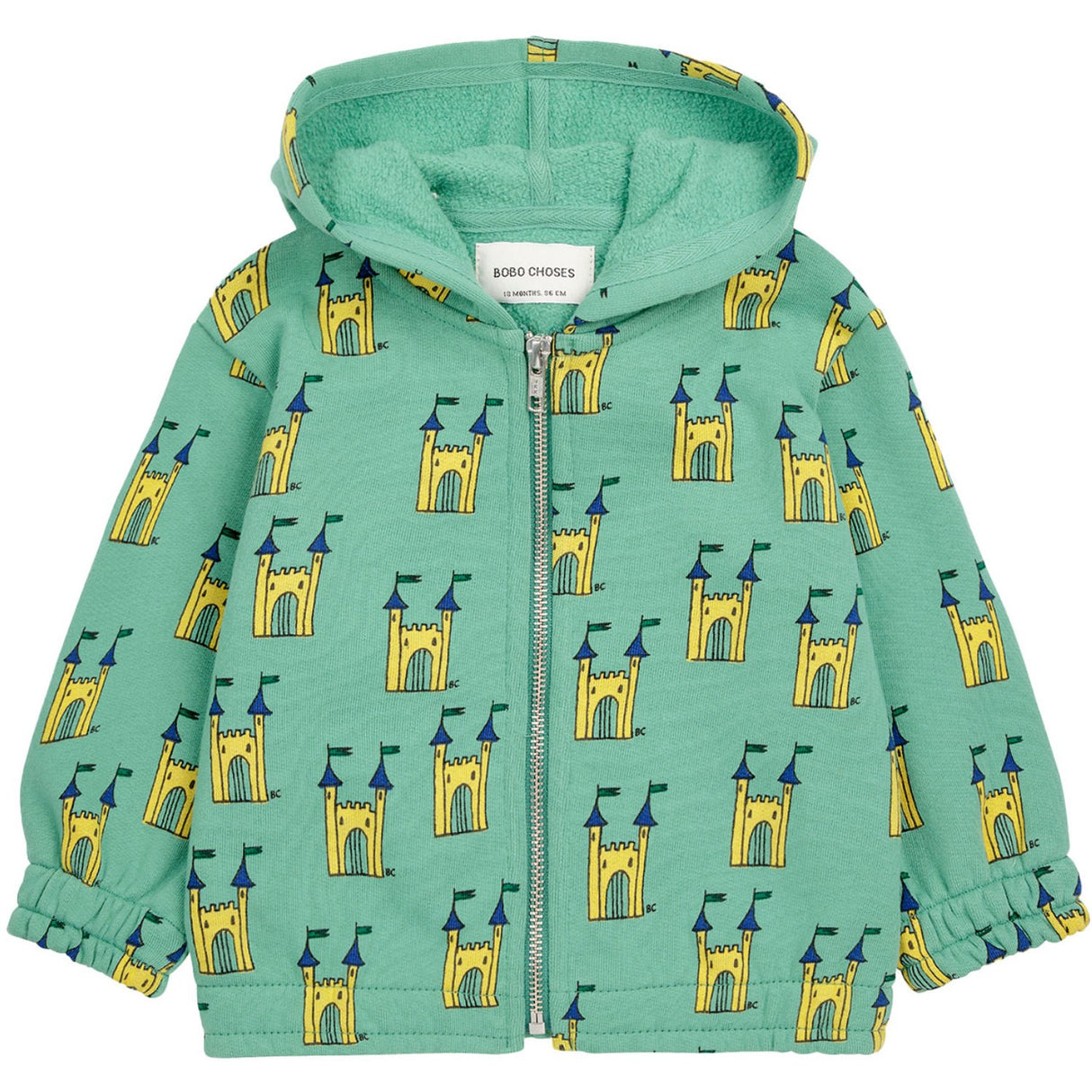 Bobo Choses Green Faraway Castle All Over Zipped Crewneck