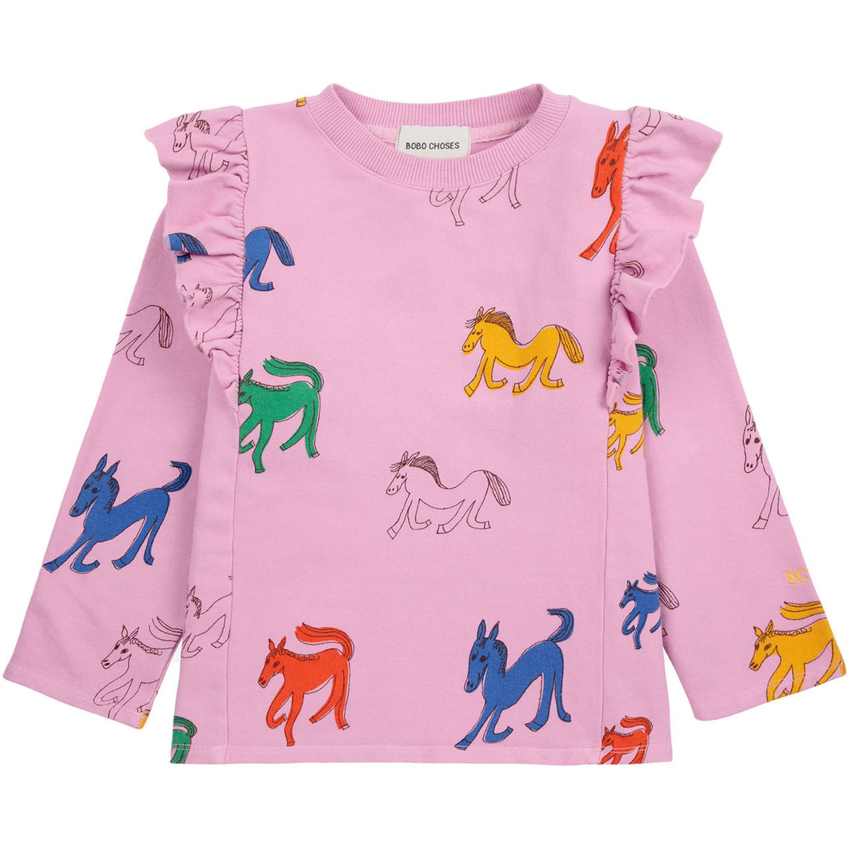 Bobo Choses Pink Wonder Horse All Over Ruffle Crewneck