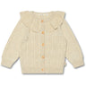 Petit Piao Off White Cardigan Knit Cabel Collar