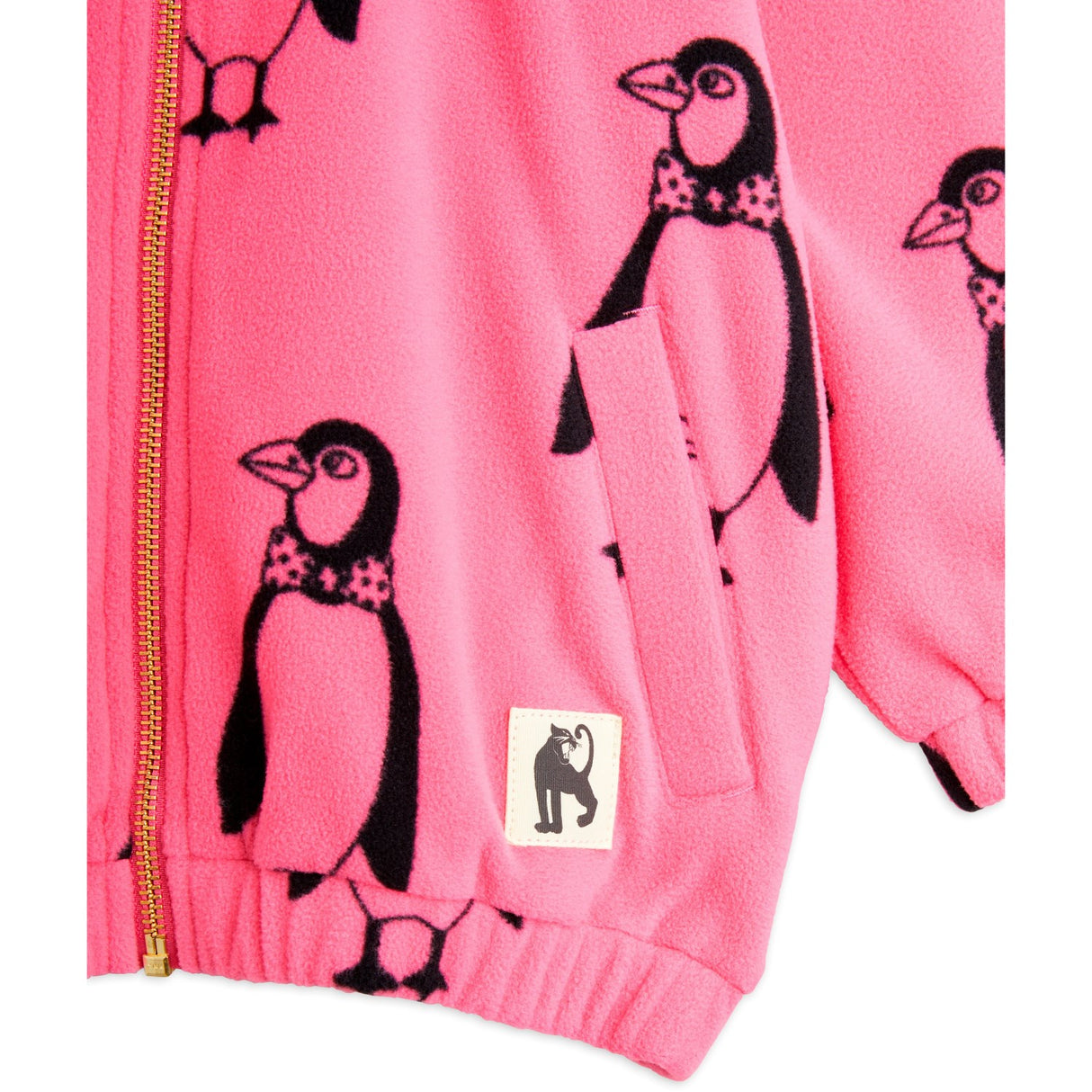 Mini Rodini Pink Penguin Fleece Jacket 3