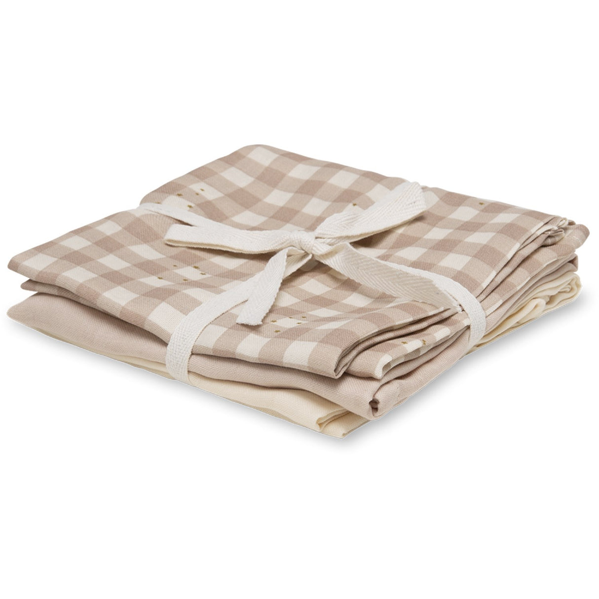 That's Mine Stardust Check Beige Bora Muslin Cloth 3-Pack