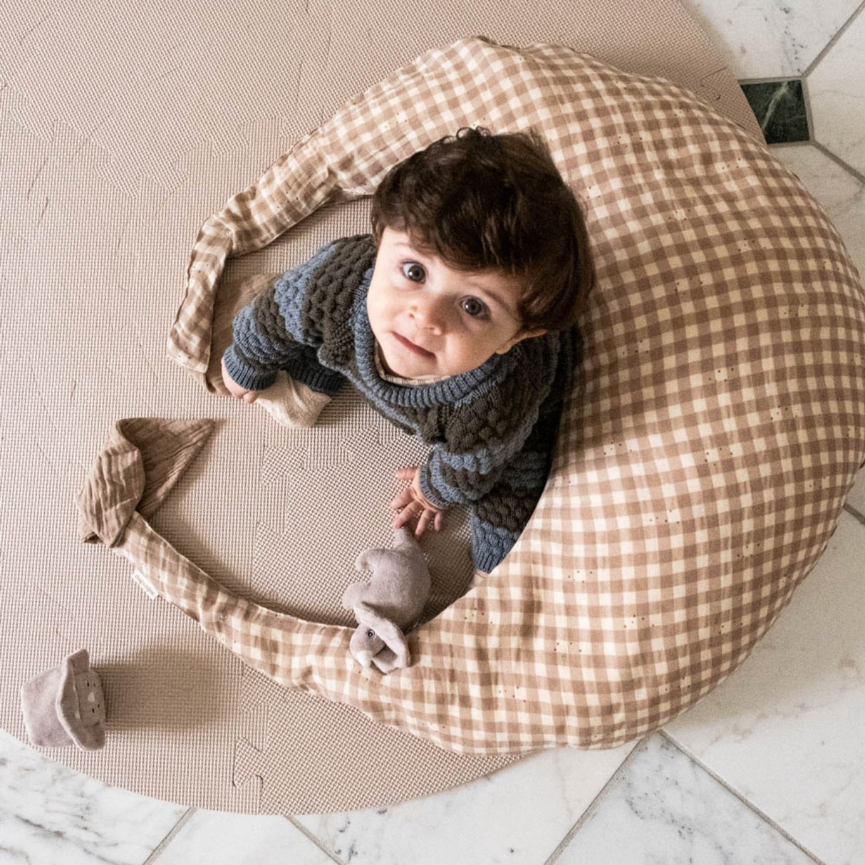 That's Mine Stardust Check Beige Moon Nursing Pillow