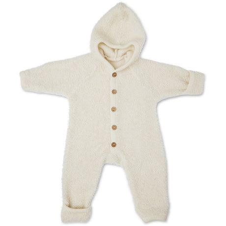 Smallstuff Off White Jumpsuit Bouclé Merino Wool W. Buttons And Hoodie