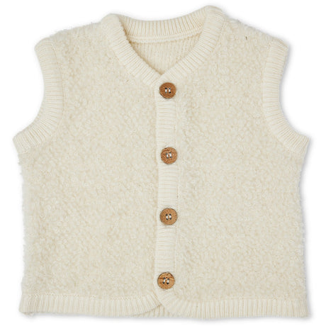 Smallstuff Off White Vest Bouclé Merino Wool W. Buttons