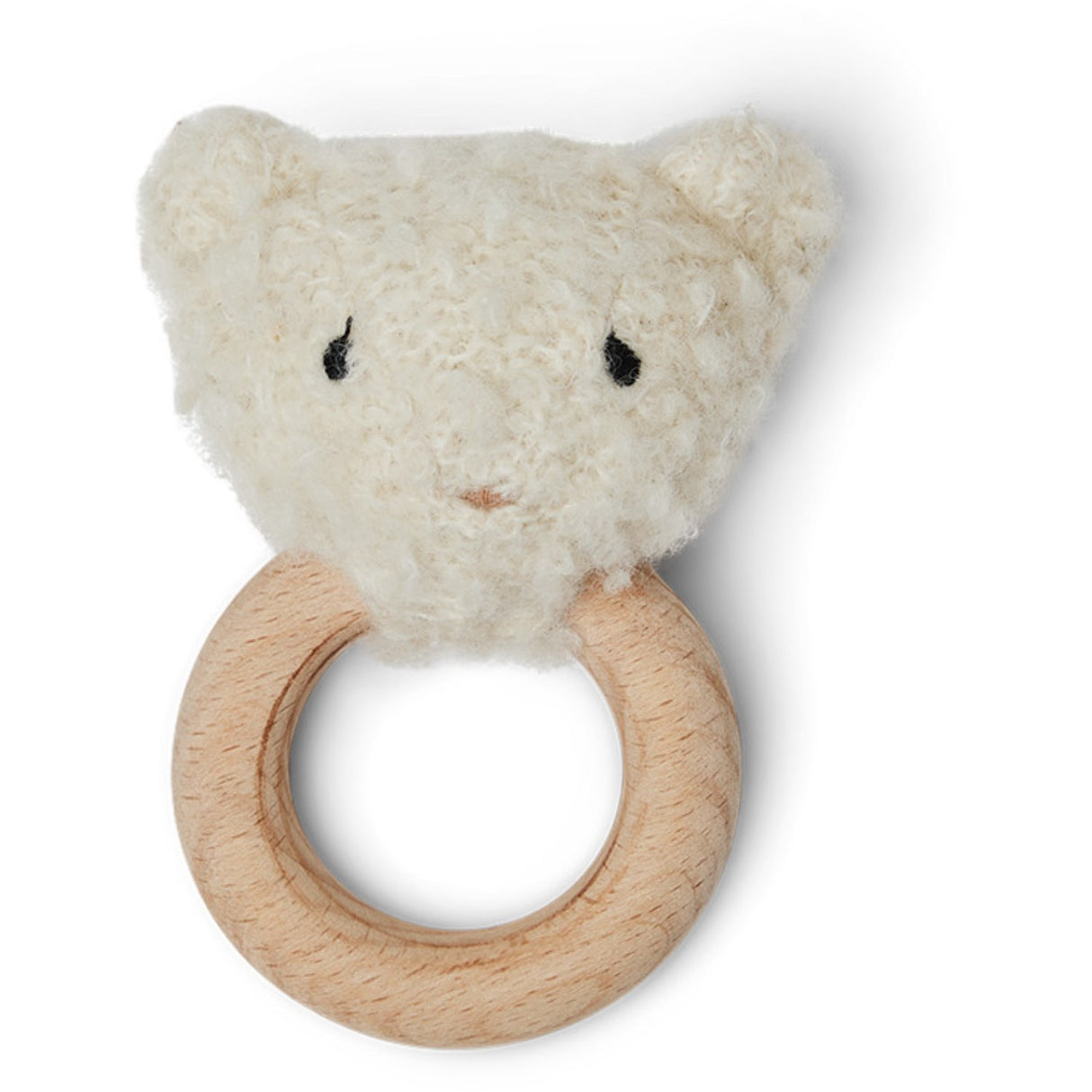 Smallstuff off white Rattle, bear, bouclé merino wool