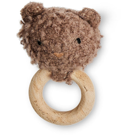 Smallstuff rose brown Rattle, bear, bouclé merino wool