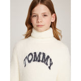 Tommy Hilfiger Ivory Petal Turtleneck Fluffy Sweat Dress