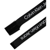 Calvin Klein Ck Black Canvas LAndo Metallic Buckle Belt