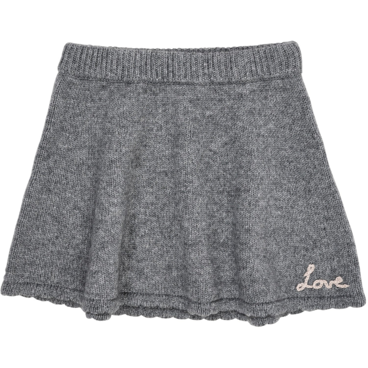 COPENHAGEN COLORS Grey Mel Cashmere Skirt W. Emb