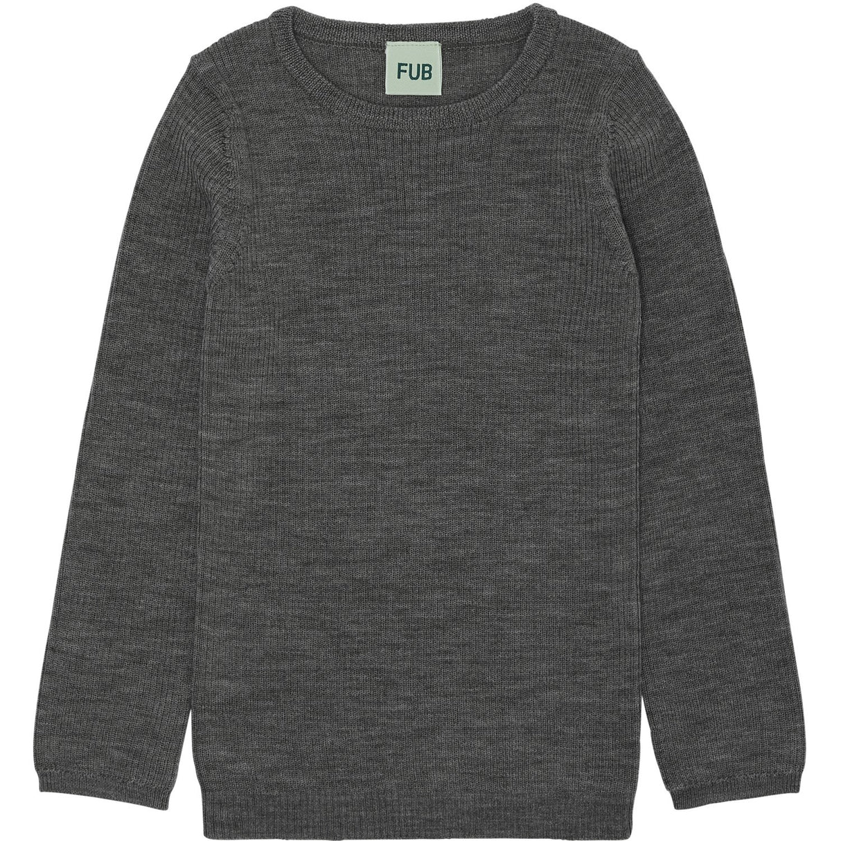 FUB Grey Melange Rib Tee L/S