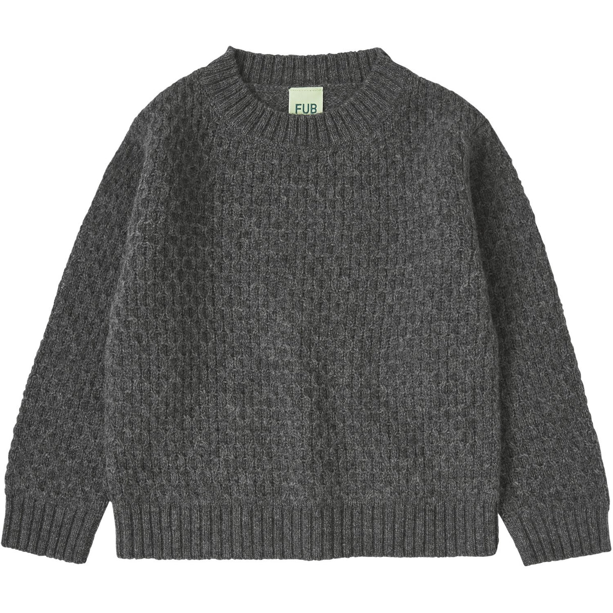 FUB Grey Melange Lambswool Crew