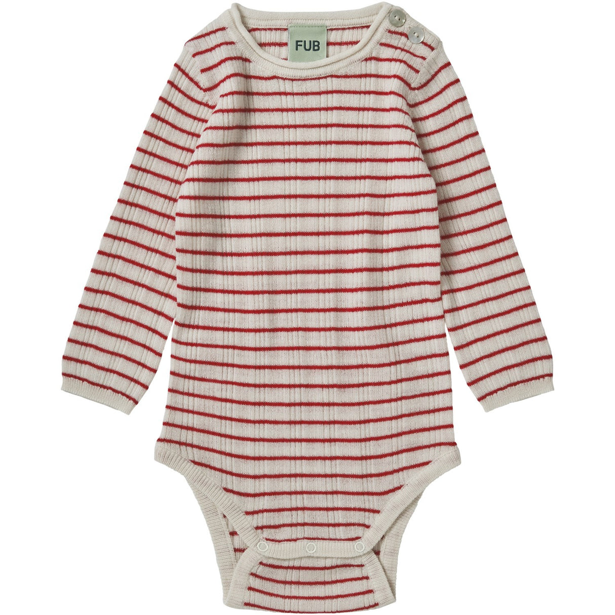 FUB Ecru/Red Baby Rib Bodysuit Ls