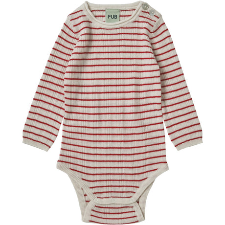 FUB Ecru/Red Baby Rib Bodysuit Ls