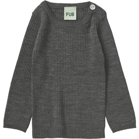 FUB Grey Melange Baby Rib Tee L/S